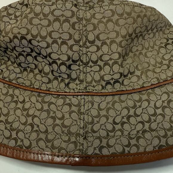 Vintage Coach Signature Jacquard Bucket Hat M/L Tan Brown Mini Print - Picture 2 of 7